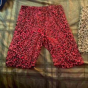 Leopard biking shorts sold together size - Pink XL and Grey L